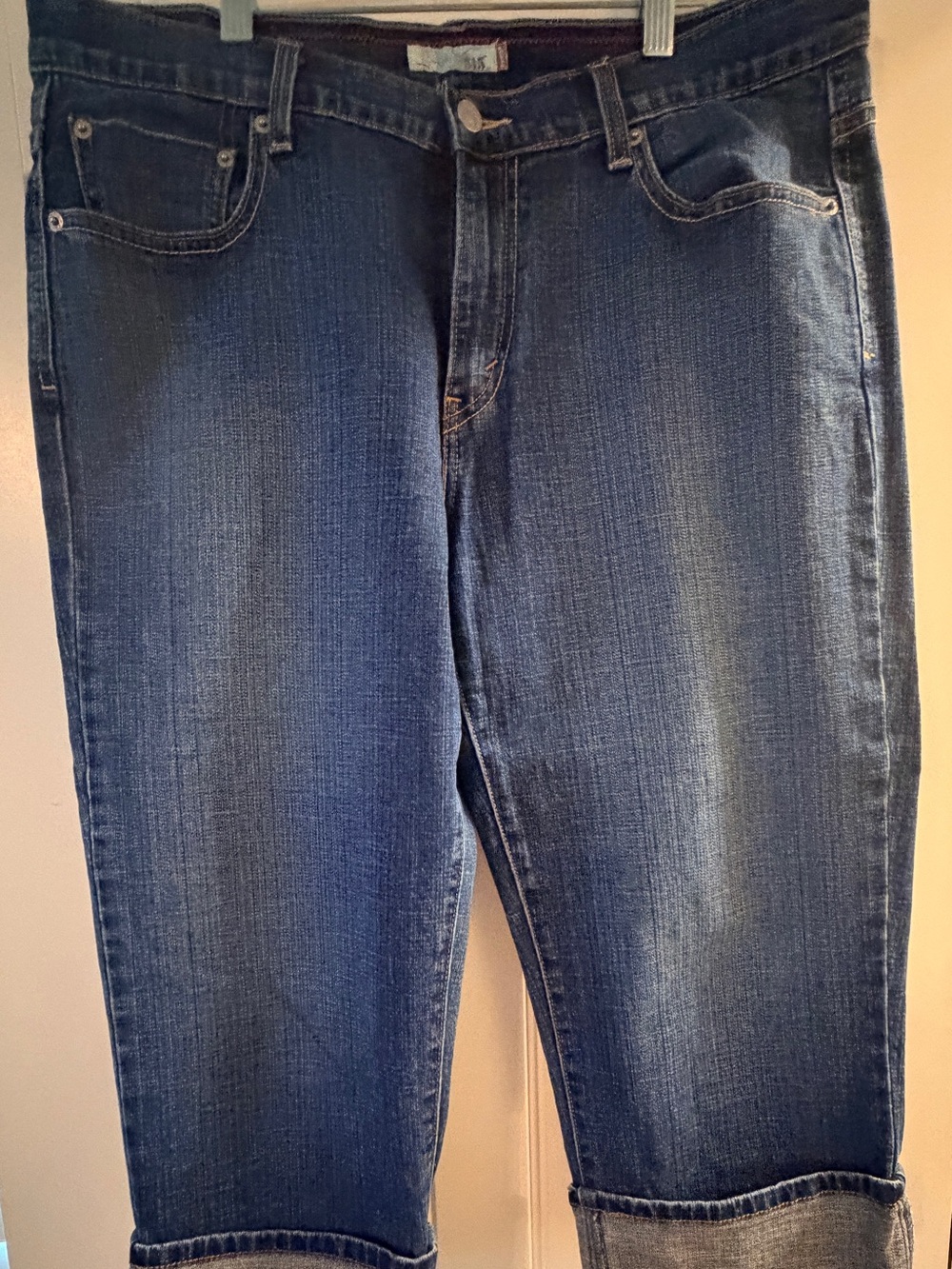 Levi's Dark Denim Capri with Orange Topstitching